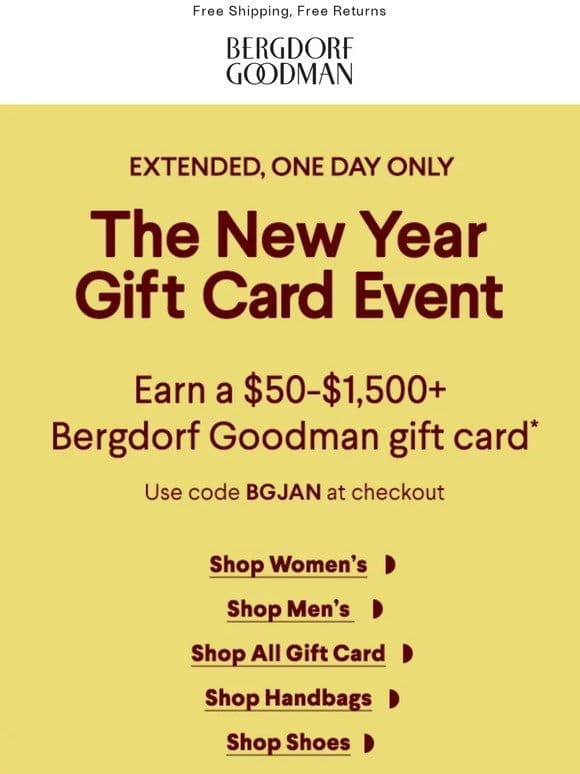 Surprise! Gift Card Event Extended