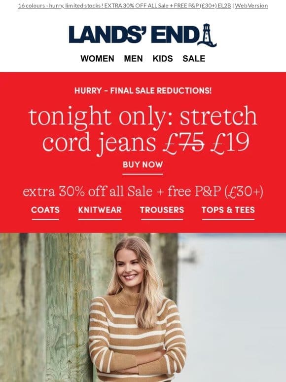 TONIGHT ONLY: Stretch Cord Jeans £19