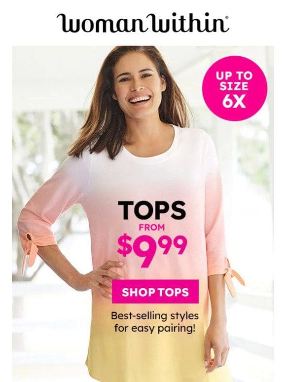 TOP Off With Comfort! From $9.99 Tops On SALE!