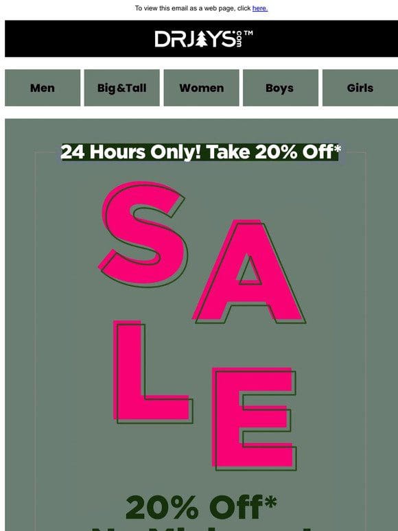 Take 20% Off for 24 Hours – No Exclusions!