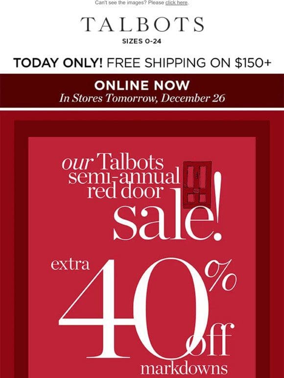 Talbots RED DOOR SALE online now