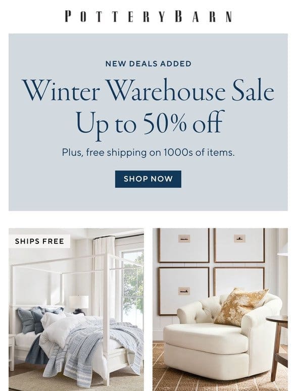 The Winter Warehouse Sale， up to 50% off