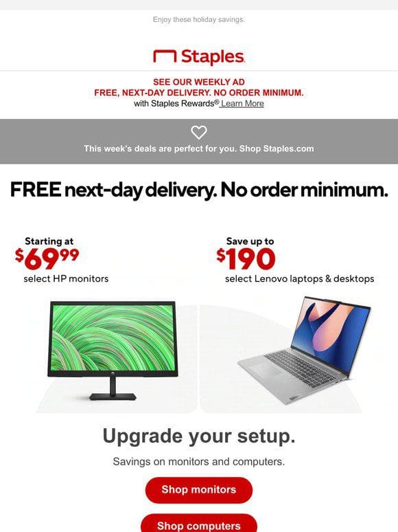 This is big! Save up to $190 off select Lenovo laptops & desktops PLUS monitors as low as $69.99.