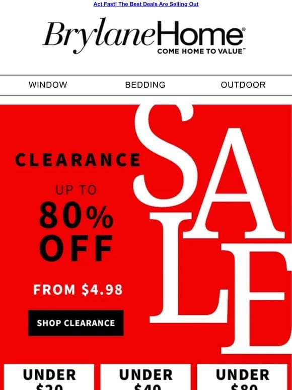 Too Good to Miss! Up to 80% Off CLEARANCE