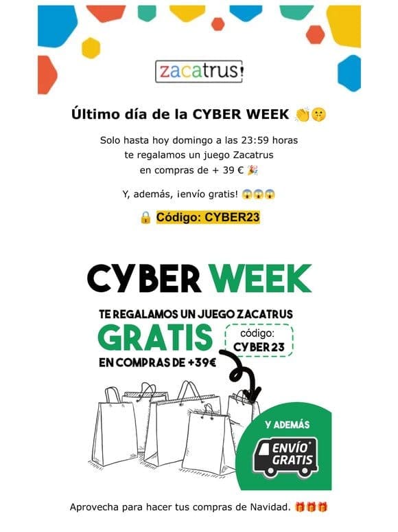 Último día de la CYBER WEEK   Disfruta de un juego gratis y MÁS