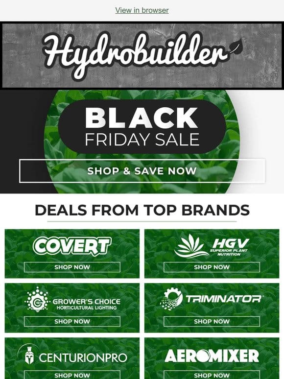 Unbelievable Black Friday Deals Now on Hydrobuilder!