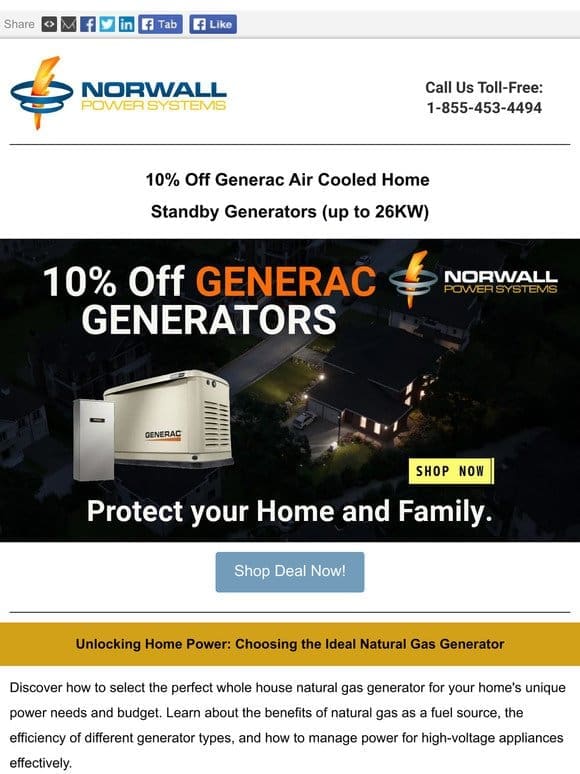 Unlock Savings on Generac – Limited Time 10% Off