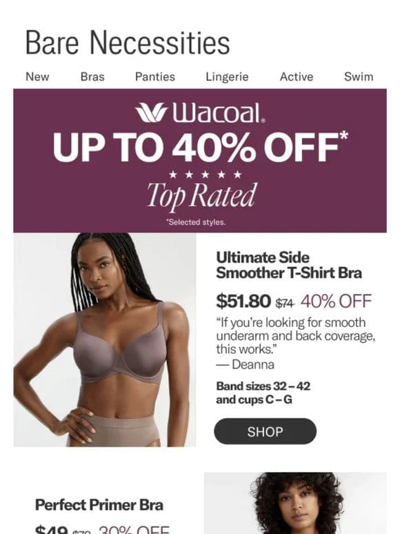 Up To 40% Off Wacoal， A Top-Rated Bra Brand