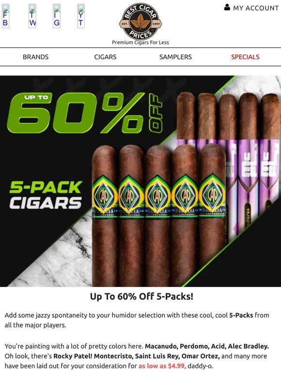 Up To 60% Off 5-Packs