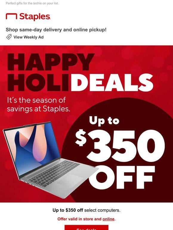 Up to $350 off computers.