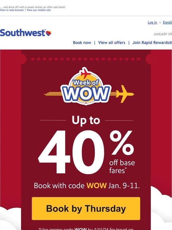 Up to 40% off airfare for our Week of Wow sale!​​