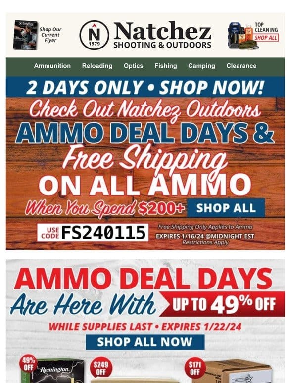 Up to 49% Off on Ammo Deals Days!