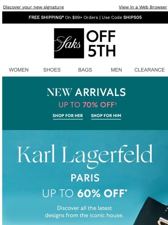 Up to 60% OFF Karl Lagerfeld Paris!