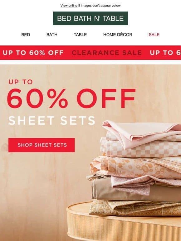 Up to 60% off Sheets | Clearance Sale Now On