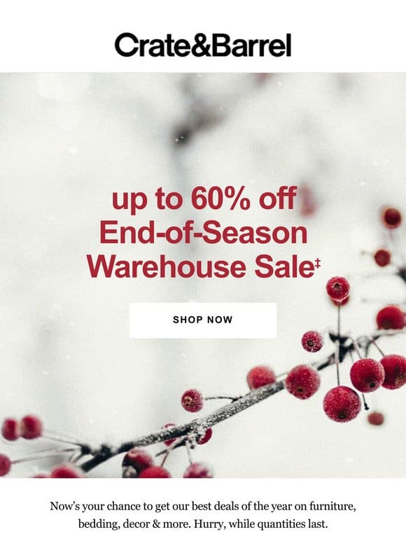 Up to 60% off | The End-of-Season Warehouse Sale