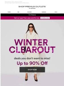 Up to 90% Off Winter Clearout