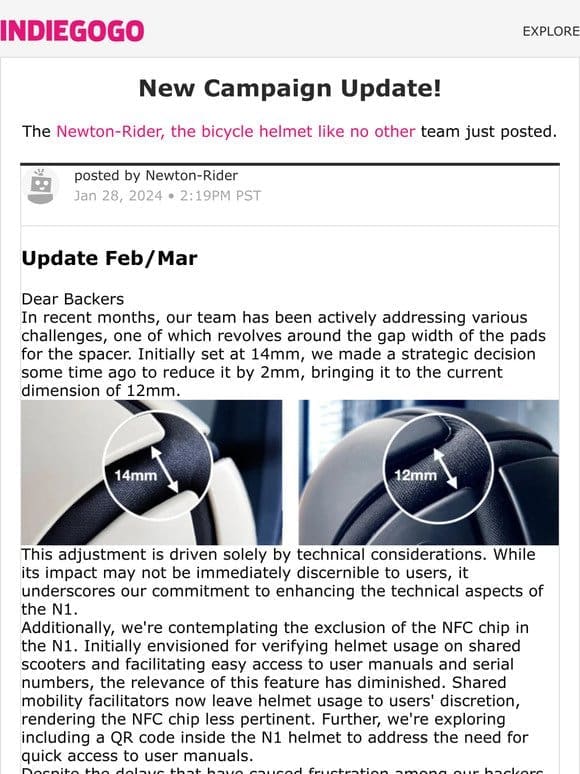 Update #45 from Newton-Rider， the bicycle helmet like no other