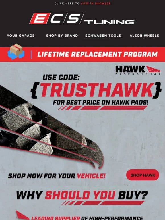 Use Code TRUSTHAWK for Best Price on Hawk Pads!