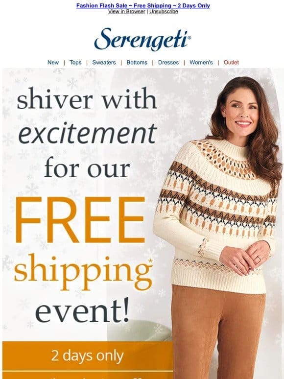 Valued Customer ~ Winter Flash Savings ~ Free Shipping for 2 Days Only!