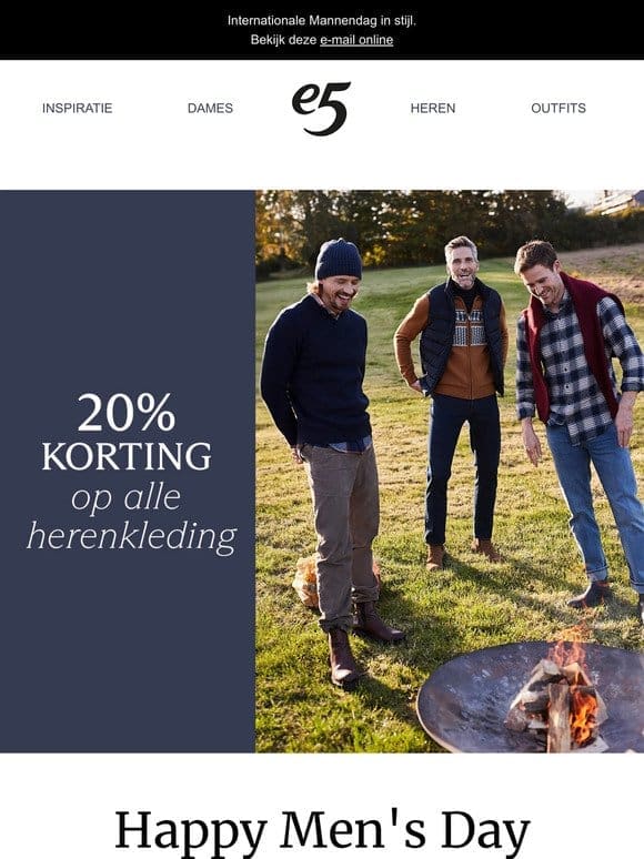 Vandaag: 20% korting op alle herenkleding