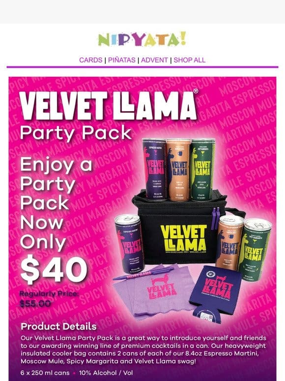 Velvet Llama Party Pack  ‍♀️