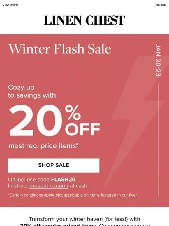 Warm up your winter， ! 20% OFF Flash Deals inside >