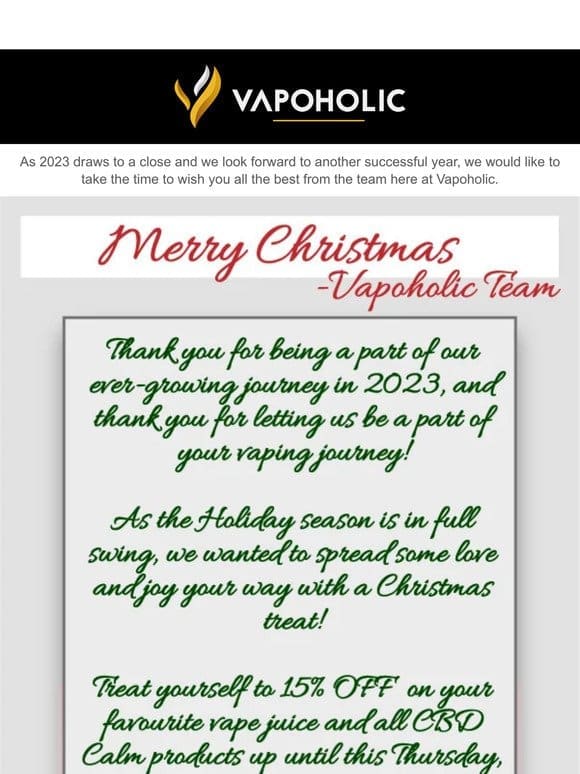 Warmest Holiday Wishes from Vapoholic!