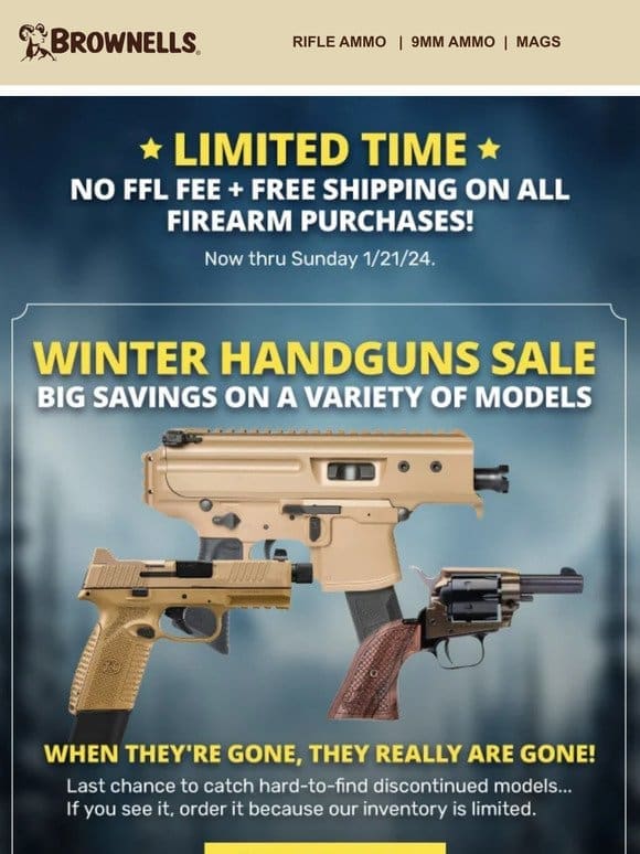 Winter Gun Sale: Handgun Deals + MORE!