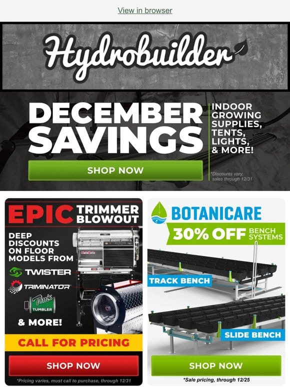 Year-End Savings for Hydroponic Growers!