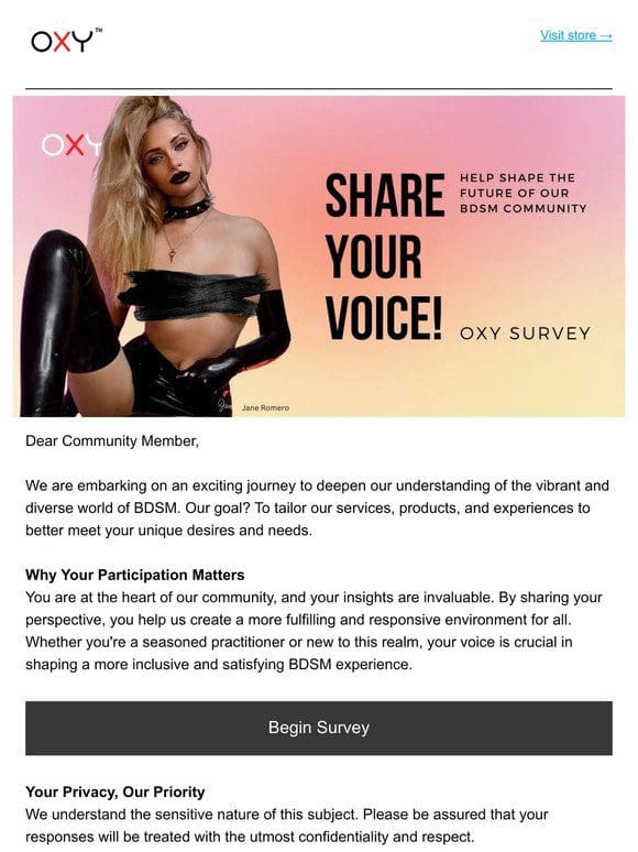 You matter! Participate in our Oxy survey & get 50% off now!