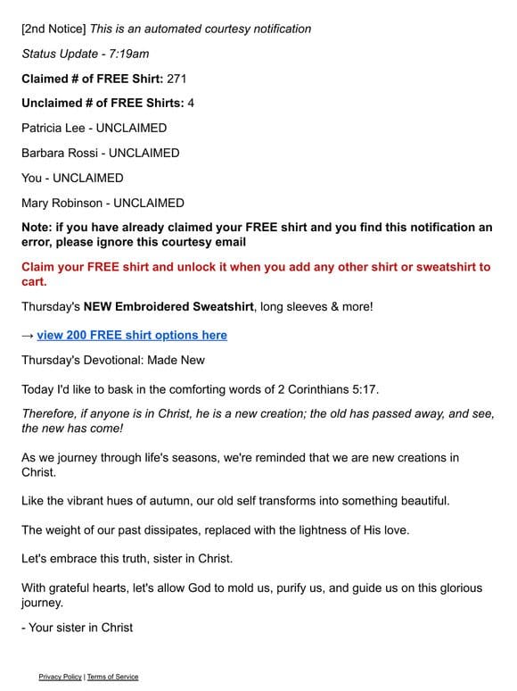 You – unclaimed FREE shirt