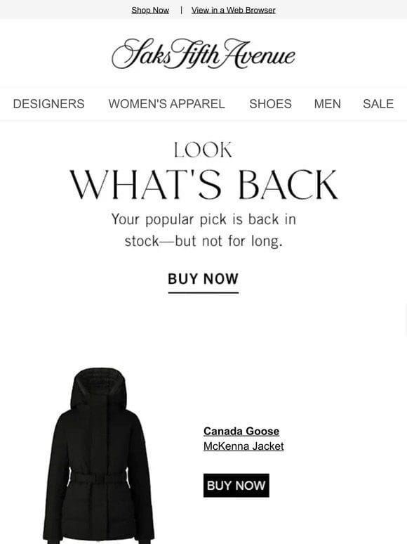 Your Canada Goose item & more came back – shop while you can