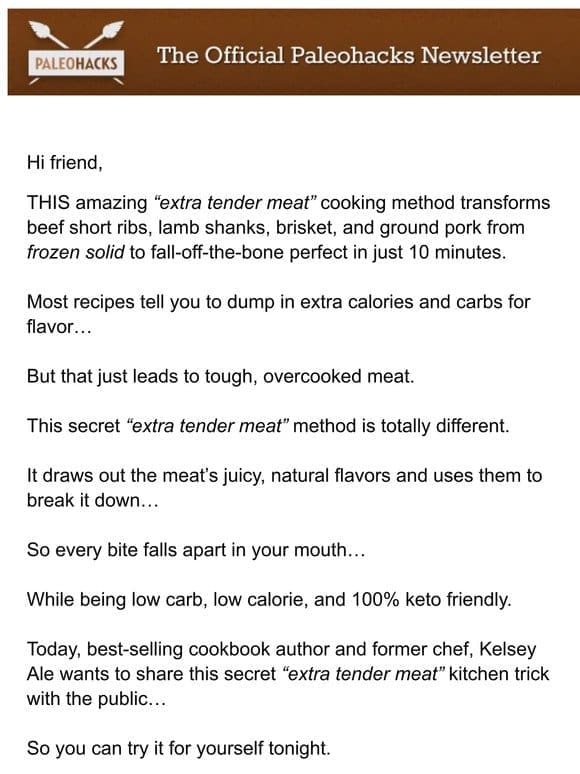 “extra tender meat” cooking method