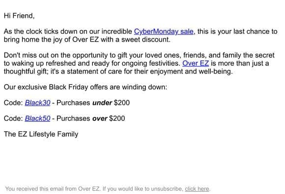 fwd: EZ Cyber Monday