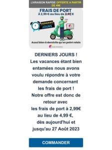 ⏱ DERNIERS JOURS   Remise sur les frais de port