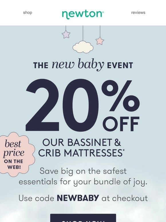 ☁️ 20% OFF Crib Mattresses & Bassinet ☁️