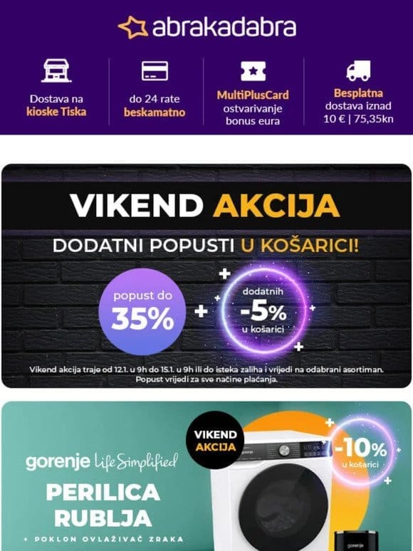 ⛔️ VIKEND AKCIJA: popust do 35% + dodatnih -5% u košarici ⚠️