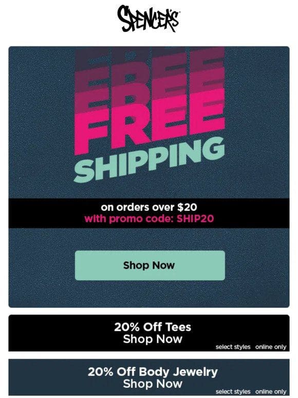 ✨ FREE shipping on orders over $20!