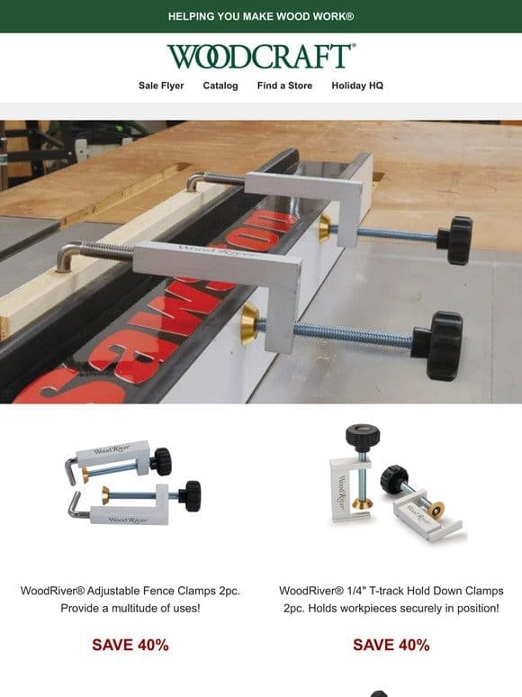 ️ Save 30%， 40%， 50% on Select T-Tracks， Hold-Downs & Clamps  ️