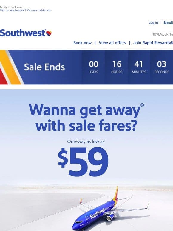 ， here ya go! $59 sale fares!