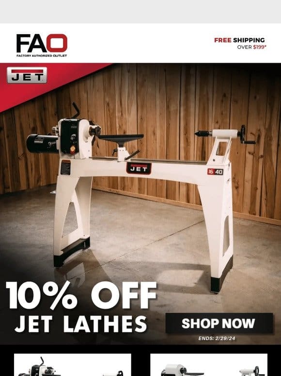 10% OFF JET Lathes!