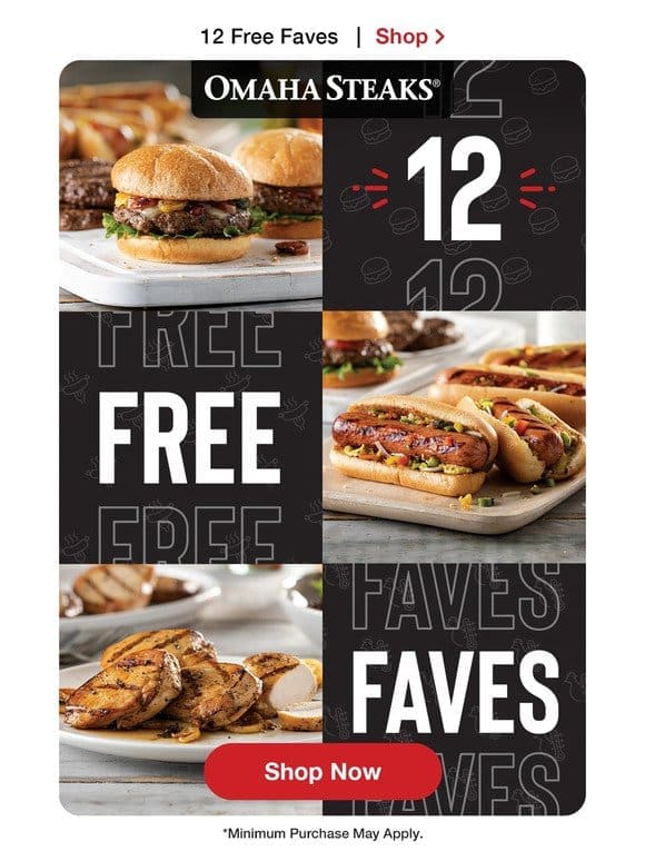 12 FREE mouthwatering favorites plus FREE shipping.