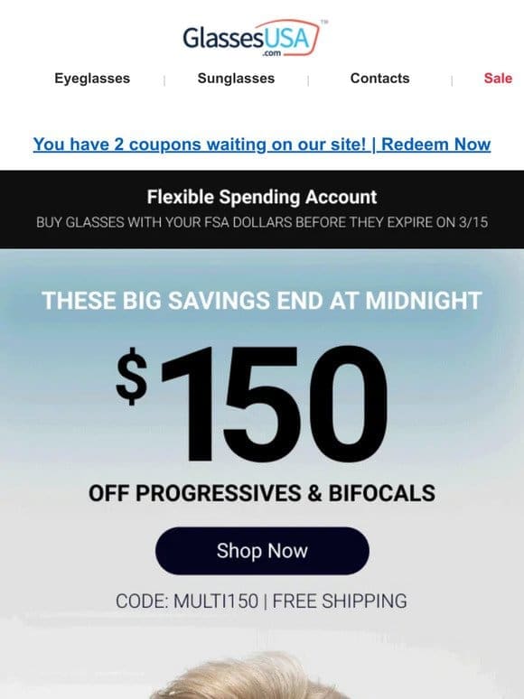 $150 OFF progressives! Save NOW before it’s gone…