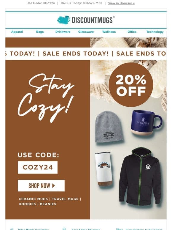 20% Off Select Cozy Products Through Midnight