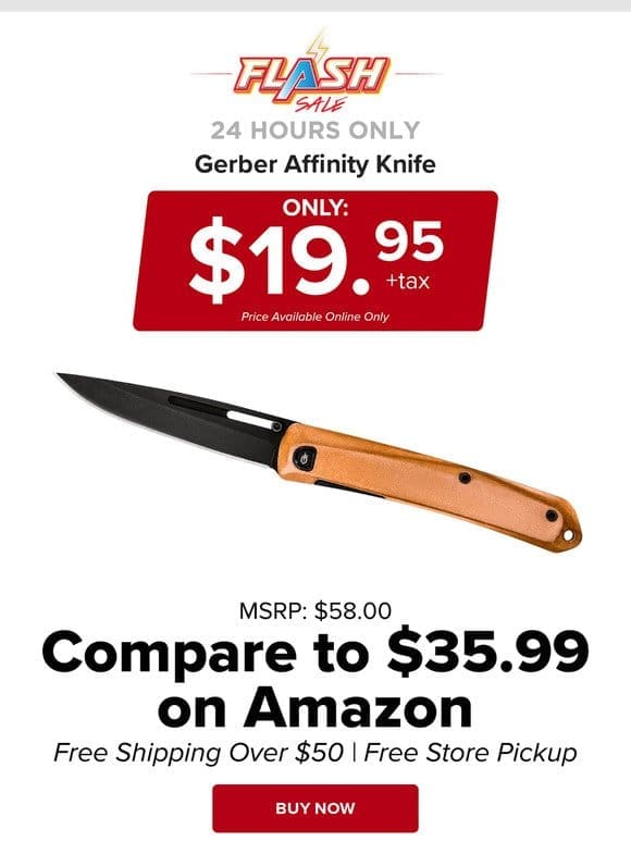 24 HOURS ONLY | GERBER AFFINITY KNIFE | FLASH SALE