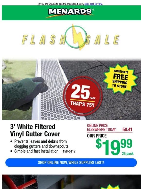 25-Pack Vinyl Gutter Covers ONLY $19.99!