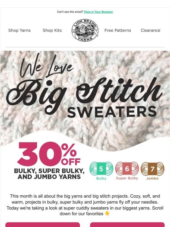 30% Off Bulky Yarns