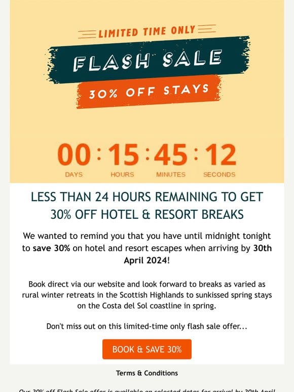 30% Off Flash Sale on Hotel & Resort Stays Ending Tonight! ⏰