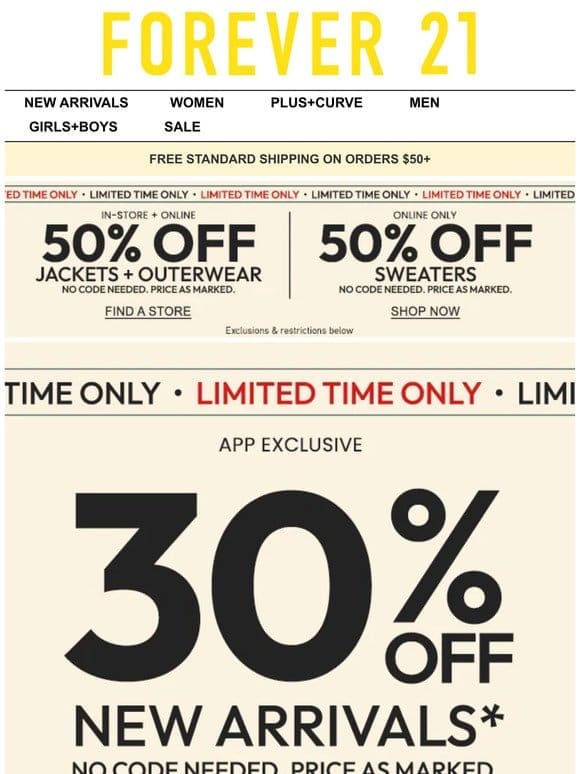 30% Off New Arrivals – App Exclusive!