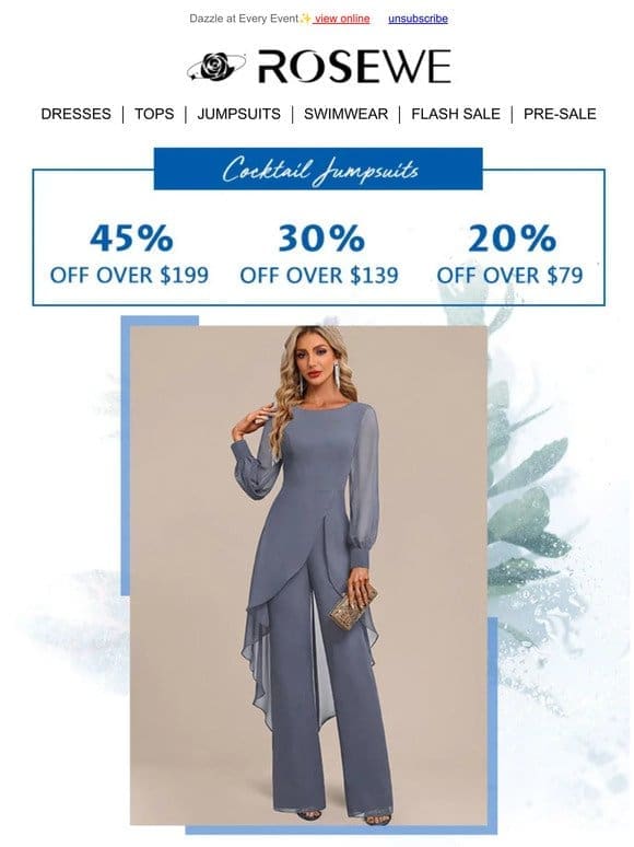45% OFF + Cocktail Jumpsuits: Embrace the Night！